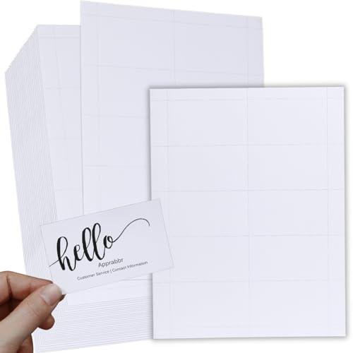 1500 bedruckbare Visitenkarten, Premium-Papier, 5,1 x 8,9 cm, 10 Karten pro Blatt (21,6 x 27,9 cm), mattes Weiß, bedruckbares Kartenpapier, einfache Zufuhr für Tintenstrahl- und Laserdrucker, (150 von Apprabbr