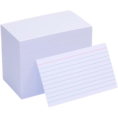 Linierte Karteikarten, 7,6 x 12,7 cm, doppelseitig liniert, schwer, liniert, Checklistenkarten, dicke Karteikarten für Studium, Schule, Zuhause und Büro (blaue Linie, 400 Stück) von Apprabbr