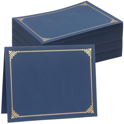 Urkundenhalter, Diplomumhüllen, Goldfolienbordüre, für Zertifikate in Briefgröße 21,6 x 27,9 cm, Karton, Dokumentenpapier, Marineblau (50) von Apprabbr