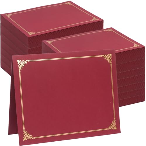 Zeugnishalter, Diplomumhüllen, Goldfolienbordüre, für Zertifikate in Briefgröße 21,6 x 27,9 cm, Burgunderrot, 100 Stück von Apprabbr