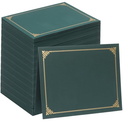 Zeugnishalter, Diplomumhüllen, Goldfolienbordüre, für Zertifikate in Briefgröße 21,6 x 27,9 cm, Grün, 100 Stück von Apprabbr