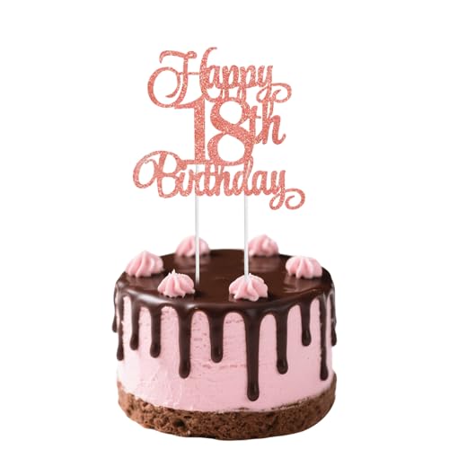 Kuchendekoration zum 18. Geburtstag, goldfarben, Happy Golden Birthday, Kuchendekoration für 18. Junge, Mädchen, Party-Dekoration, Zubehör (Roségold 18. Geburtstag) von Apradas