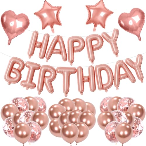 Roségold Luftballons Dekorationen Happy Birthday Banner Rosegold Geburtstagsdeko Latex Stern Herz Folie Konfetti Ballons für Mädchen Frauen Party Dekorationen Roségold Luftballons Dekorationen Happy Birthday Banner Rosegold Geburtstagsdeko Latex Stern Herz Folie Konfetti Ballons für Mädchen Frauen Party Dekorationen von Apradas