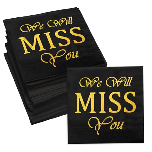 Apriciti Cocktail-Servietten mit Aufschrift "We Will Miss You", 16,5 x 16,5 cm, für Kollegen, Abschied, Abschied, Abschlussfeier, Umzug, Dekoration, Zubehör, 20 Stück von Apriciti