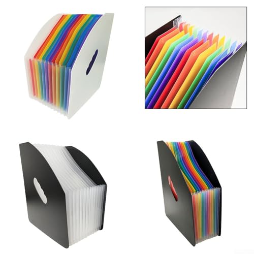 Effiziente Dokumenten-Aufbewahrungslösung, Fächermappe für den Schreibtisch, mit 13 Regenbogen-Taschen für A4-Ordner, zum Organisieren von Papieren (B) von Aprilsunnyzone