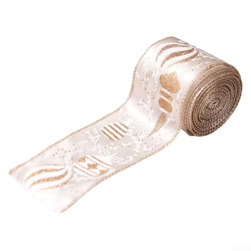 Weihnachtsbandrolle für Urlaubsdekorateure, mit Stoff- und Drahtkonstruktion für langlebige Formen (Gold) von Aprilsunnyzone