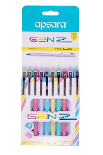 Apsara Genz Kugelschreiber, glattes und langes Schreiben und bequemer Griff, attraktive Körperfarben und Optik, Tintenblau, 0,7 mm Spitze, Stifte für Schule, Studenten und Profis, 10 Stück Apsara Genz Kugelschreiber, glattes und langes Schreiben und bequemer Griff, attraktive Körperfarben und Optik, Tintenblau, 0,7 mm Spitze, Stifte für Schule, Studenten und Profis, 10 Stück von Apsara