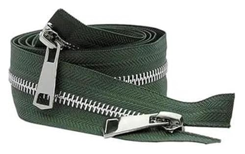 ApuaVireo&Co 5# Nähen Metall Nylon Reißverschlüsse Open-End Doppel Sliders 20-80cm Multicolor(Army Green,Silver Zipper 60Cm) von ApuaVireo&Co