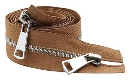 ApuaVireo&Co 5# Nähen Metall Nylon Reißverschlüsse Open-End Doppel Sliders 20-80cm Multicolor(Bruin,Gold Zipper 70Cm) von ApuaVireo&Co