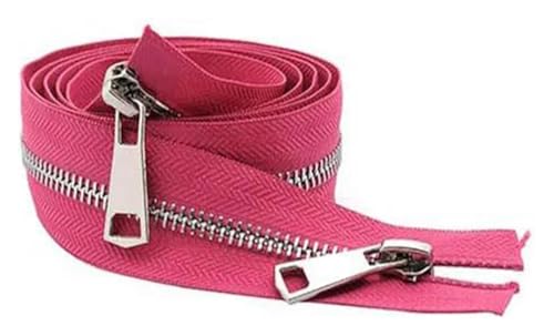 ApuaVireo&Co 5# Nähen Metall Nylon Reißverschlüsse Open-End Doppel Sliders 20-80cm Multicolor(Rose Red,Gold Zipper 70Cm) von ApuaVireo&Co