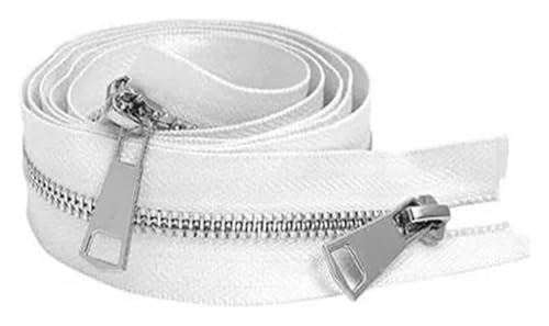 ApuaVireo&Co 5# Nähen Metall Nylon Reißverschlüsse Open-End Doppel Sliders 20-80cm Multicolor(White,Gold Zipper 30Cm) von ApuaVireo&Co