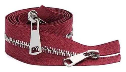 ApuaVireo&Co 5# Nähen Metall Nylon Reißverschlüsse Open-End Doppel Sliders 20-80cm Multicolor(Wine Red,Gold Zipper 40Cm) von ApuaVireo&Co