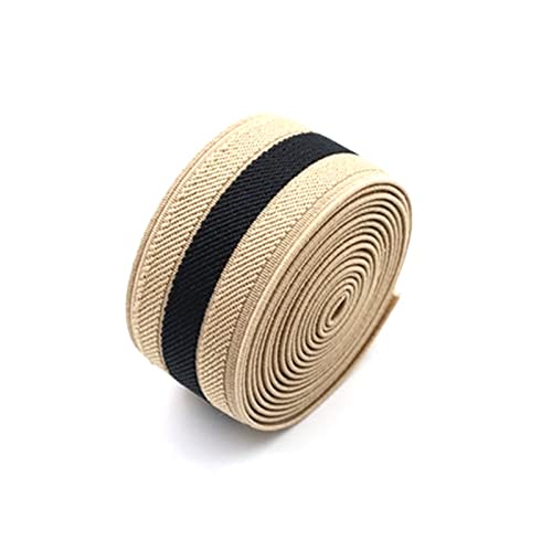 ApuaVireo&Co Gummiband zum Nähen 2 Meter 35mm Spitzenbesatzband Spitzenband Zopf Gurtband DIY Nähen Kleidung Zubehör(Black Khaki) von ApuaVireo&Co