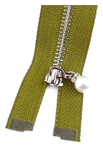 ApuaVireo&Co Metall-Nähreißverschlüsse aus Nylon, 5 Stück, 15–70 cm, Verschiedene Größen, Mehrfarbig, for Heimwerkerarbeiten, Taschen, Schneiderei(Army Green,Close End 25Cm) von ApuaVireo&Co