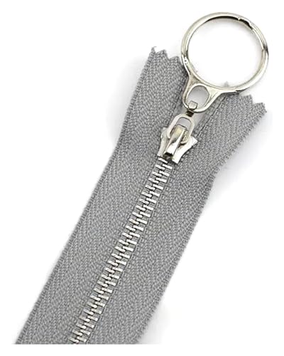 ApuaVireo&Co Nylon-Reißverschlüsse mit Metallzähnen, 5 Stück, Mehrfarbig, 15–70 cm, for DIY-Näharbeiten, Basteln, Taschen(Grey Type 2,Open End 40Cm) von ApuaVireo&Co