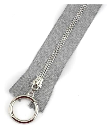 ApuaVireo&Co Nylon-Reißverschlüsse mit Metallzähnen, 5 Stück, Mehrfarbig, 15–70 cm, for DIY-Näharbeiten, Basteln, Taschen(Grijs,Close End 30Cm) von ApuaVireo&Co