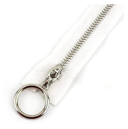 ApuaVireo&Co Nylon-Reißverschlüsse mit Metallzähnen, 5 Stück, Mehrfarbig, 15–70 cm, for DIY-Näharbeiten, Basteln, Taschen(White,Open End 40Cm) von ApuaVireo&Co