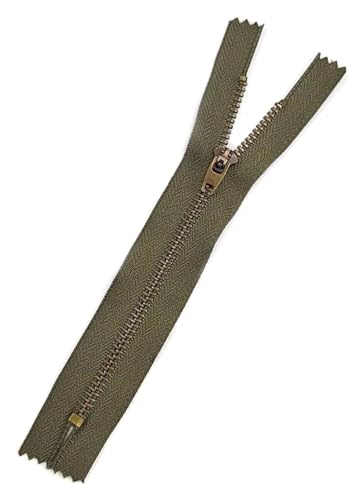 ApuaVireo&Co Reißverschlüsse aus Nylon mit Metallzähnen, Messingmaterial, 10–18 cm, Mehrfarbig, 5er-Pack for Jacken, Basteltaschen(Army Green,18Cm) von ApuaVireo&Co