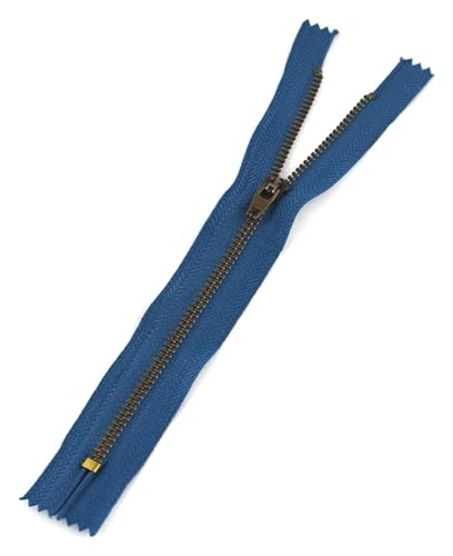 ApuaVireo&Co Reißverschlüsse aus Nylon mit Metallzähnen, Messingmaterial, 10–18 cm, Mehrfarbig, 5er-Pack for Jacken, Basteltaschen(Dark Blue,18Cm) von ApuaVireo&Co