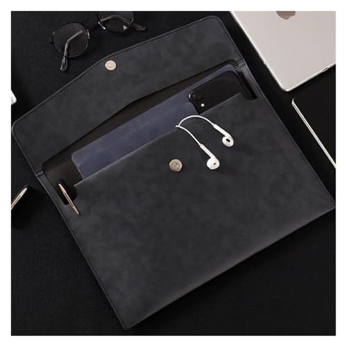 PU Leder Umschlag Tasche Halter Dokumentenmappe aus Leder mit Umschlag, Aktenordner, A4, Business-Aktentasche, mehrfarbig, 330 x 240 mm, 3 Stück(Black) von ApuaVireo&Co