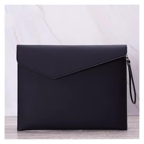 PU Leder Umschlag Tasche Halter Dokumententasche aus PU-Leder, 345 x 275 mm, mehrfarbig, A4-Datei-Organizer for Business, Zuhause, Reisen(Black) von ApuaVireo&Co