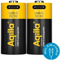 2 Aqiila® USB-Akkus mit Ladekabel USB-C CR123A 750 mAh von Aqiila®