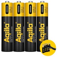 4 Aqiila® USB-Akkus mit Ladekabel USB-C Mignon AAA 600 mAh von Aqiila®