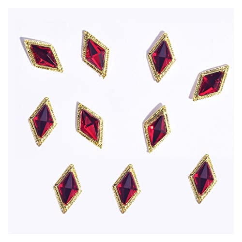 Aqxyedc 100 stücke Nagelhörer Heißer Verkauf 3D. Legierung Nail Art Schmuck mit quadratischen Diamanten Gold Metall Nageldekoration 394-401 wanglan(Color:Wine Red) von Aqxyedc