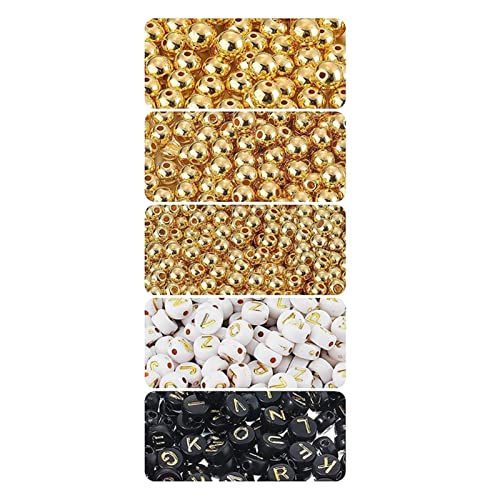 Aqxyedc 1600 stücke Runde Alphabet Buchstabe Perlen Set Gold Schwarz Weiß Spacer Perlen Sortiment nahtlose glatte lose Perlen für DIY Schmuck wanglan Aqxyedc 1600 stücke Runde Alphabet Buchstabe Perlen Set Gold Schwarz Weiß Spacer Perlen Sortiment nahtlose glatte lose Perlen für DIY Schmuck wanglan von Aqxyedc