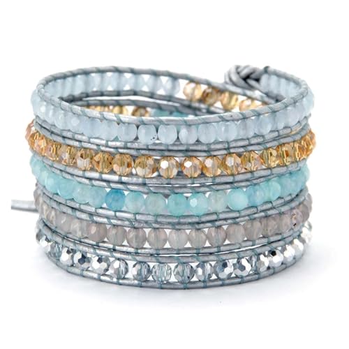 Aqxyedc Edelstein-Kristall-Leder-Wickelarmband, natürliche Perlen, Strass, niedliches Teenager-Mädchen, trendiges Armband wanglan Aqxyedc Edelstein-Kristall-Leder-Wickelarmband, natürliche Perlen, Strass, niedliches Teenager-Mädchen, trendiges Armband wanglan von Aqxyedc