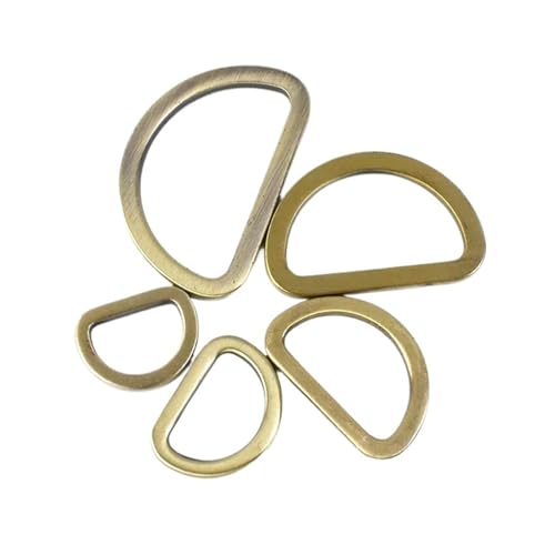 Aqxypas 50 Stück 16–38 mm D-Ringe Metallschnallen for Taschengurte, Gürtelschlaufen, Handtaschengurtband, Verschluss, Lederhaken, DIY-Hardware-Zubehör(Brass,32mm) von Aqxypas