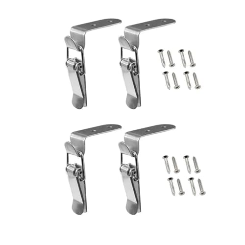 GUYTRM 4-teiliger 90-Grad-Hakenverriegelungsbolzen aus Edelstahl, Sicherheitswinkelverriegelungsriegel, Schnalle, beladener Knebelverschluss for Tür, Werkzeugkasten, Fensterkoffer lingli(4Pcs Without von Aqxyxsw