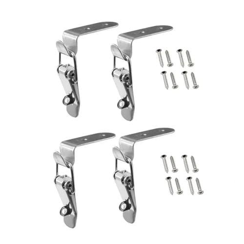 GUYTRM 4-teiliger 90-Grad-Hakenverriegelungsbolzen aus Edelstahl, Sicherheitswinkelverriegelungsriegel, Schnalle, beladener Knebelverschluss for Tür, Werkzeugkasten, Fensterkoffer lingli(4Pcs With loc von Aqxyxsw