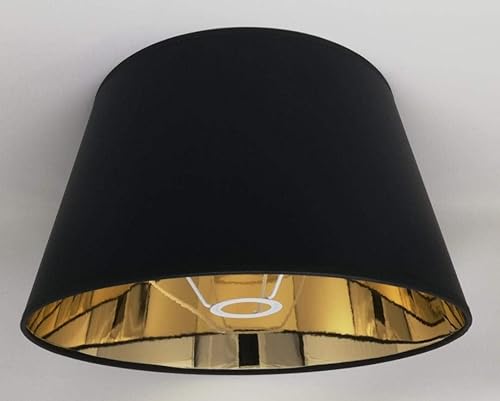 35 cm Schwarzer Stoff Lampenschirm mit Goldfutter Handgemacht für Tisch, Stehlampe von ArG Lighting