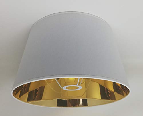 35 cm Weißer Stoff Lampenschirm mit Goldfutter, Für Tischlampe, Von Hand Gefertigt von ArG Lighting