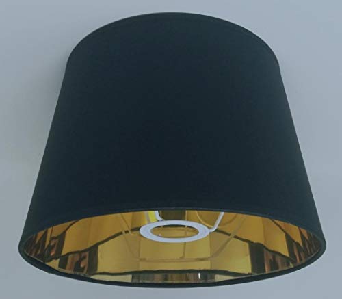 ArG Lighting Empire Lampenschirm, 25,4 cm, Schwarz / Weiß, goldfarbenes Innenfutter, handgefertigt, Tischlampe (schwarz) von ArG Lighting
