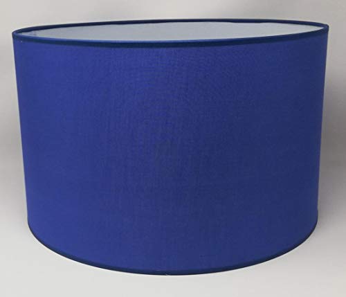 Zylinder Lampenschirm Baumwolle Stoff handgefertigt für Deckenleuchte, Tischleuchte, Stehlampe (Blau, 50 cm Durchmesser 25 cm Höhe) von ArG Lighting