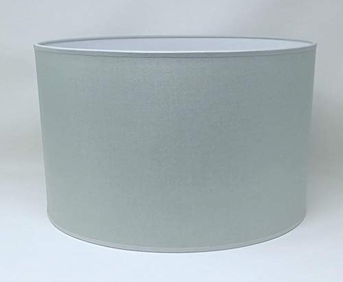 Zylinder Lampenschirm Baumwolle Stoff handgefertigt für Deckenleuchte, Tischleuchte, Stehlampe (Grau, 25 cm Durchmesser 20 cm Höhe) von ArG Lighting