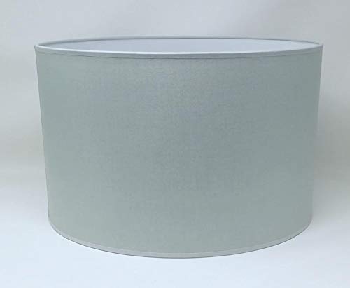 Zylinder Lampenschirm Baumwolle Stoff handgefertigt für Deckenleuchte, Tischleuchte, Stehlampe (Grau, 40 cm Durchmesser 20 cm Höhe) von rusepin
