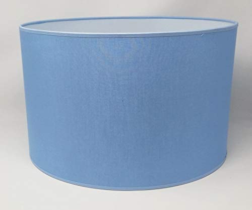 Zylinder Lampenschirm Baumwolle Stoff handgefertigt für Deckenleuchte, Tischleuchte, Stehlampe (Hellblau, 25 cm Durchmesser 20 cm Höhe) von ArG Lighting