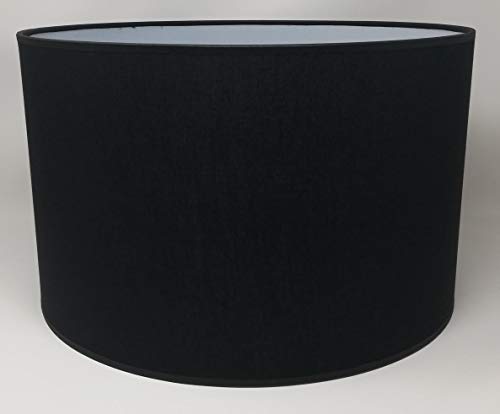 Zylinder Lampenschirm Baumwolle Stoff handgefertigt für Deckenleuchte, Tischleuchte, Stehlampe (Schwarz, 50 cm Durchmesser 30 cm Höhe) von ArG Lighting