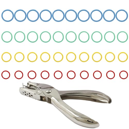 Ringbuch-Clips aus Kunststoff, 40 Stück, verschiedene Größen, Ringbuch-Clips, Loseblatt-Binderinge, Buchringe mit Locher (Gold, Grün, Blau und Rot) von Aracombie