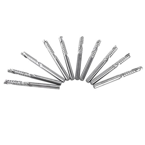 1/8 -Zoll -Carbid -Endmühle, 10 -pcs Spirale Einflöte -Schneider -Mahlwerkzeug für Acrylholz, 3 Mm CNC Router Bits 3D -Schnitzet Gravur mit Hoher Härte, Schneller Chip -Clearing von Aramox