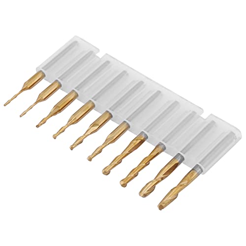 10 Pcs Verjüngte Kugel Nasenschneider Carbid Ball Nase End Mill Bits Gravur Routerbit für Holzbearbeitungs -Metallbearbeitungs -PCB mit Titanbeschichtung Gesamtlänge: 38 Mm von Aramox