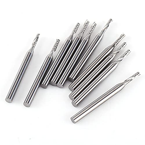 10pcs 2mm Einflöte -Bits Wolfram -Carbid Endmühle Set Spiralbit CNC Burrs Kit Gravurbits für Fräsenschneider mit 3,175 mm Schaft Schaft Toleranz und Haltbarkeit von Aramox