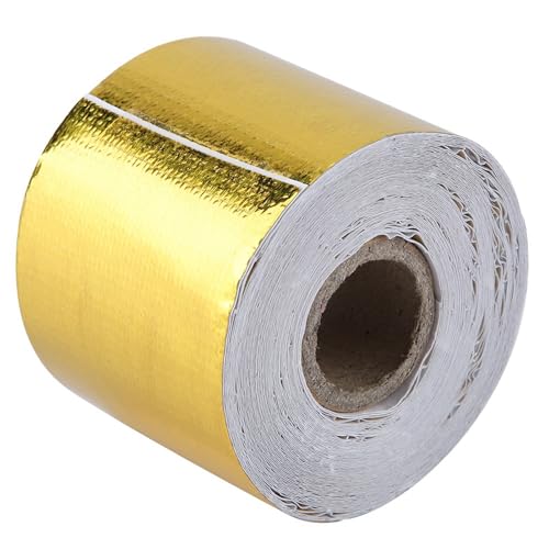 Aluminium Klebeband, Klebeband Goldband 1 Rolle Goldenes Auto Aluminium Folien Klebeband Haftendes Reflektierendes Hitzeschild Wickelband für Motorleitungen Auspuffrohre (10M*5CM) von Aramox