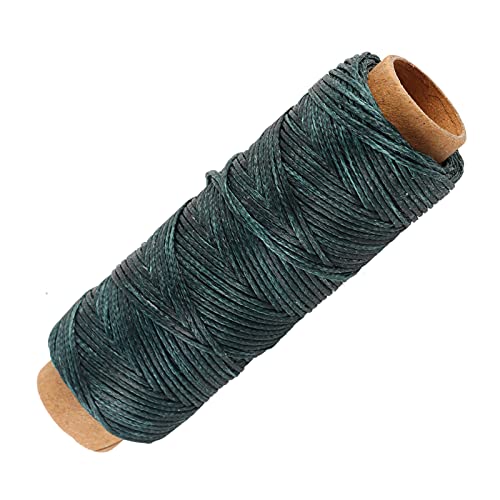 Aramox 1 Mm Gewachter Lederfaden, 50 M Flache Kabel für Lederhandwerk, Nähen, Reparatur von Jalousien, Vorhängen, Gartenarbeit mit Komfortabler Note (dunkelgrün) von Aramox