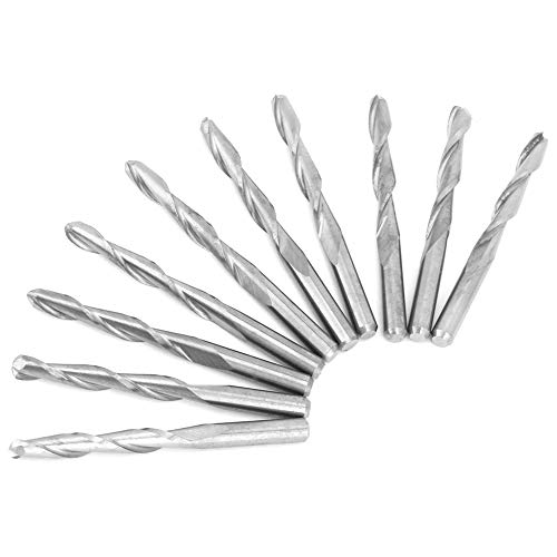 Aramox 10 Stück Wolfram Stahl 2 Flöten Endmühle Router Bits 2 Flöte CNC Fräser Fräser mit 3,175mm Schaft 22mm Länge von Aramox