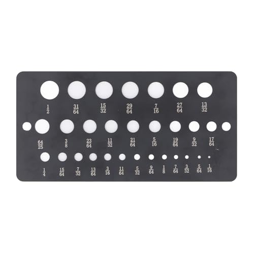 Aramox 29 Lochbohrmaschine Bit -Messgerät 1/16 Bis 1/2 Zoll Bohrer -Bitgrößen -Checker mit Zwei Messskala für Alte, Nicht Markierte Bits Edelstahl -Dezimal -Metrik -Bohrmesser von Aramox