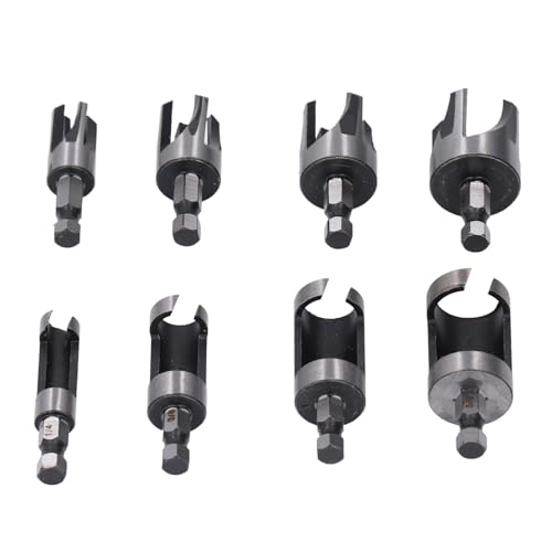 Aramox 8pcs Holzstecker -Cutter -Bohrbohrbit mit Sich Verjüngter und Klauenkorkbits Hex Shank Design Holzbearbeitung Schneidwerkzeugkit Set von Aramox